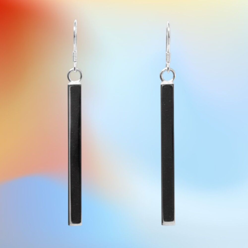 Indio Jewelry Silver Long Bar on .925 Sterling Earrings #2147 - Picture 3 of 4